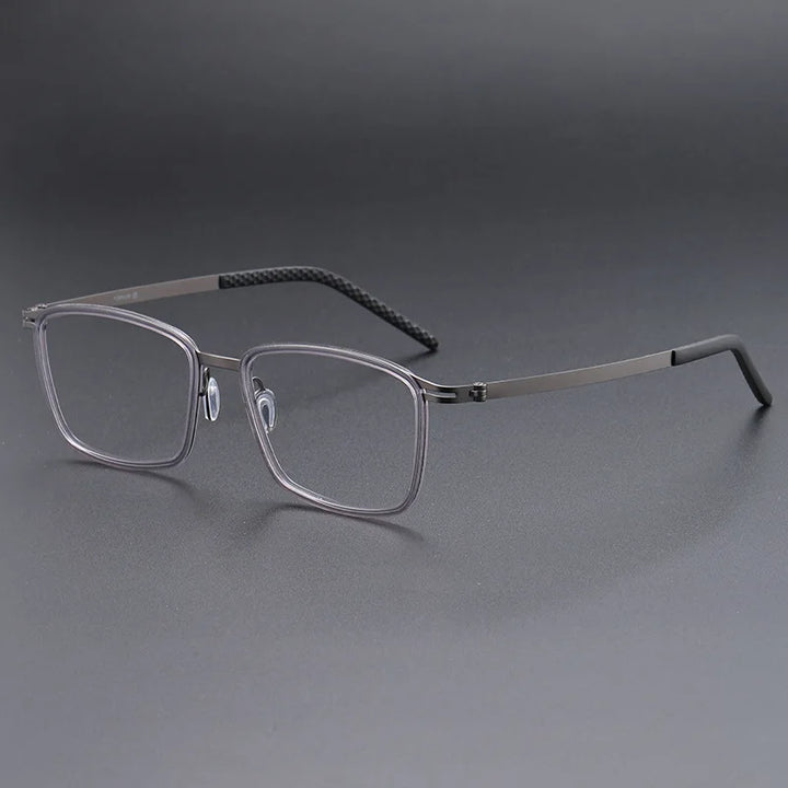 Momoja Men's Full Rim Big Square Titanium Acetate Eyeglasses 698009