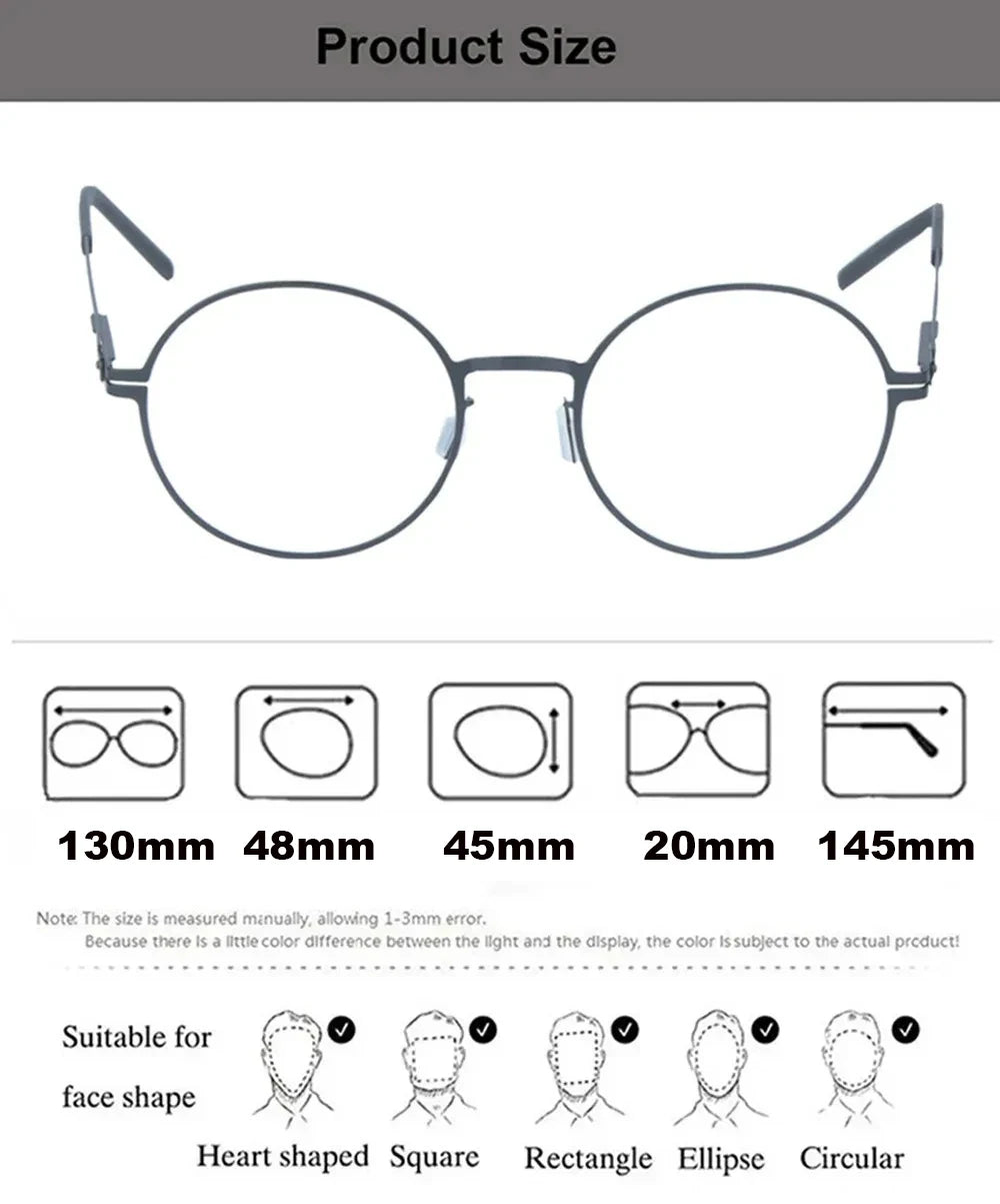 Aimee Women's Full Rim Round Square Screwless Steel Eyeglasses 202019