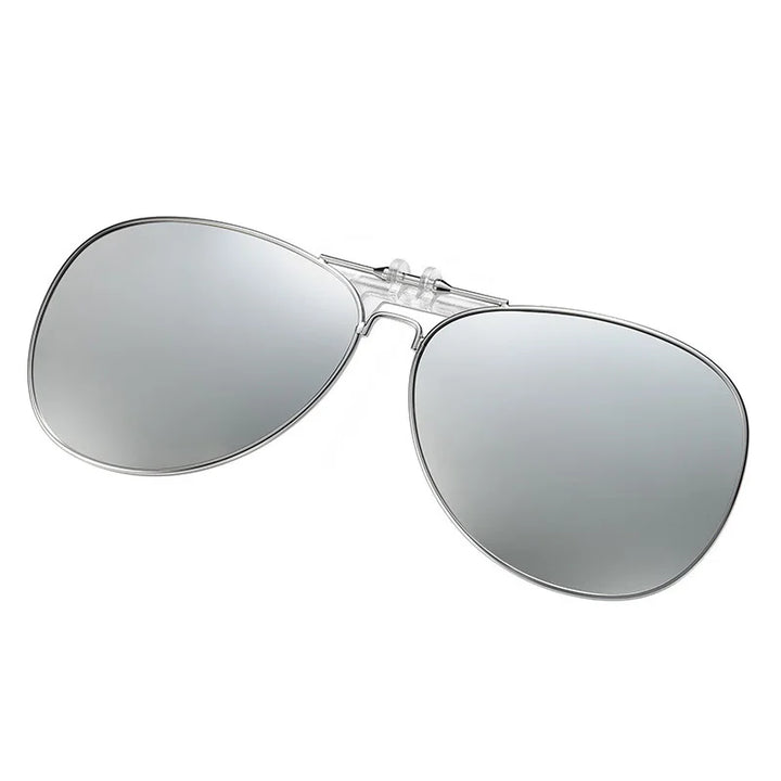 Vicky Unisex Full Rim Round Alloy Polarized Clip On Sunglasses V004 Clip On Sunglasses Vicky silver white  