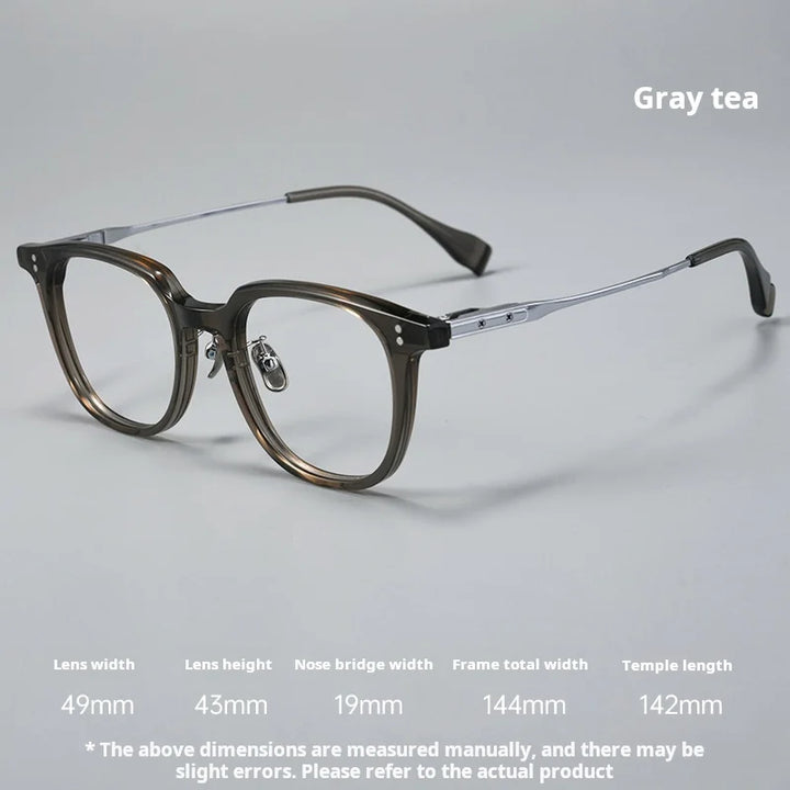 Momoja Unisex Full Rim Square Round Acetate Titanium Eyeglasses 78150