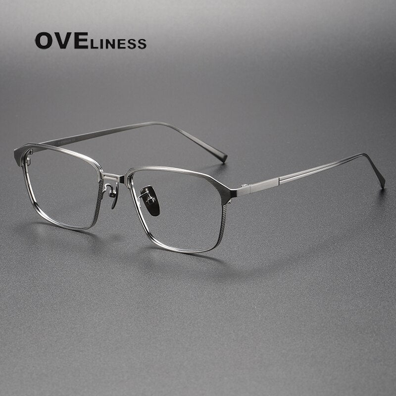 Oveliness Unisex Full Rim Square Titanium Eyeglasses Drx20-24 Full Rim Oveliness silver  