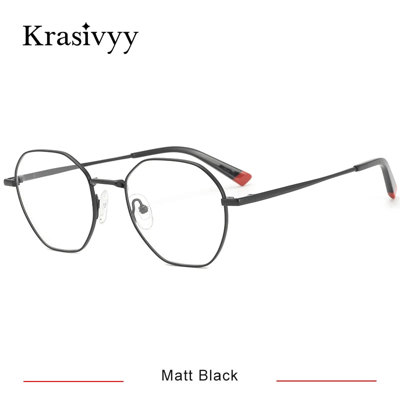 Krasivyy Women's Full Rim Flat Top Oval Titanium Eyeglasses 16425 Full Rim Krasivyy Matt  Black  