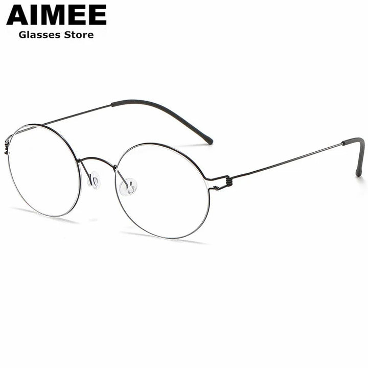 Aimee Unisex Full Rim Round Screwless Titanium Eyeglasses 4822 Full Rim Aimee   