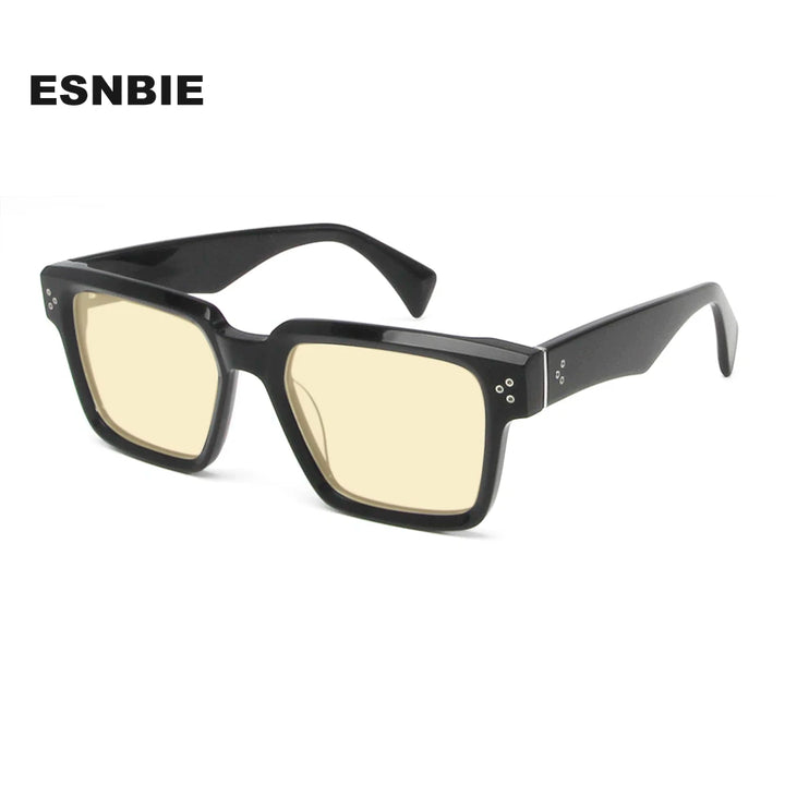 Esnbie Unisex Full Rim Square Brow Line Acetate Sunglasses 246041