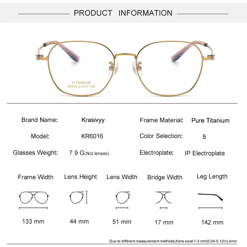 Krasivyy Women's Full Rim Flat Top Square Titanium Eyeglasses 6016 Full Rim Krasivyy   