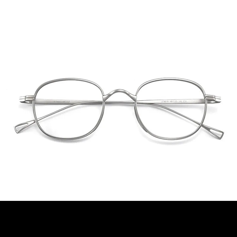 Yimaruili Unisex Full Rim Round Titanium Alloy Eyeglasses 8016 Full Rim Yimaruili Eyeglasses Silver  