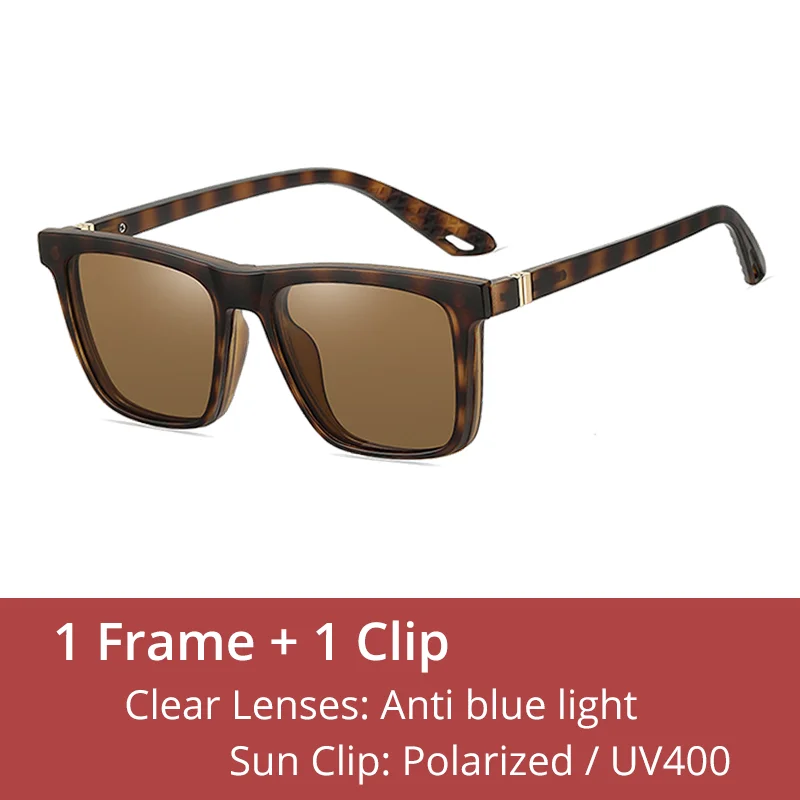 Ralferty Women's Full Rim Square Tr 90 Eyeglasses Clip On Sunglasses 91562