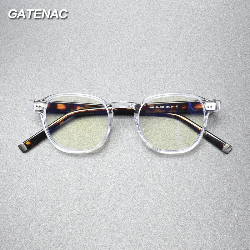 Gatenac Unisex Full Rim Square Acetate Eyeglasses Gxyj1487 Full Rim Gatenac   