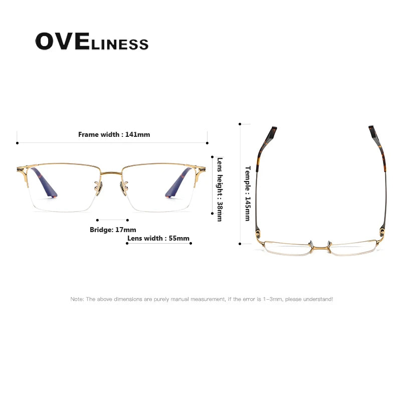 Oveliness Unisex Semi Rim Square Titanium Eyeglasses 8103 Semi Rim Oveliness   