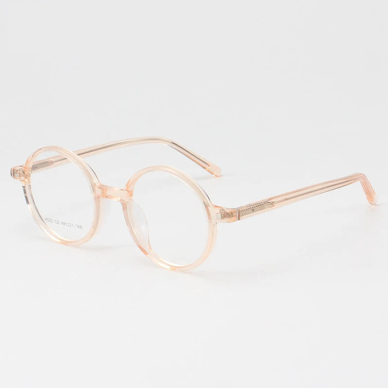 KatKani Unisex Full Rim Round Acetate Eyeglasses H020 Full Rim KatKani Eyeglasses Transparent Pink  