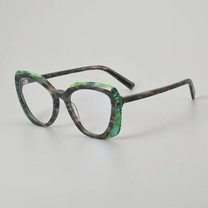 Hewei Unisex Full Rim Polygon Oval Acetate Eyeglasses 945084