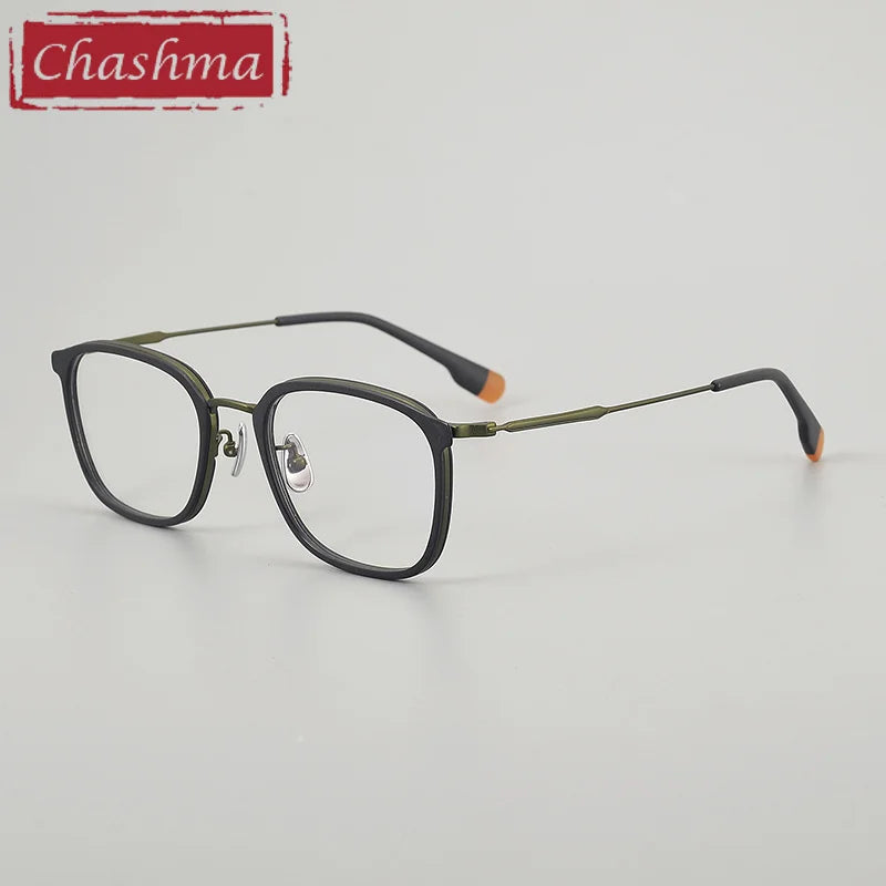 Chashma Ottica Men's Full Rim Square Acetate Titanium Eyeglasses 412808