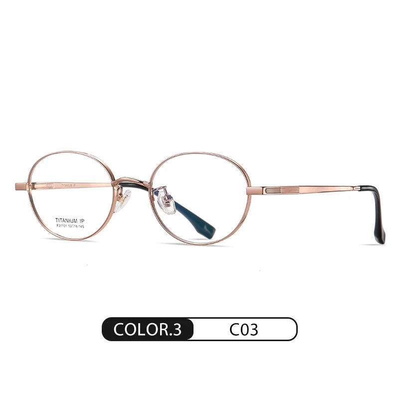 Reven Jate Women's Full Rim Round Oval Titanium Eyeglasses 31101