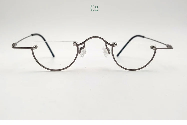 Yujo Unisex Semi Rim Round Alloy Reading Glasses 71193 Reading Glasses Yujo C2 CHINA +550