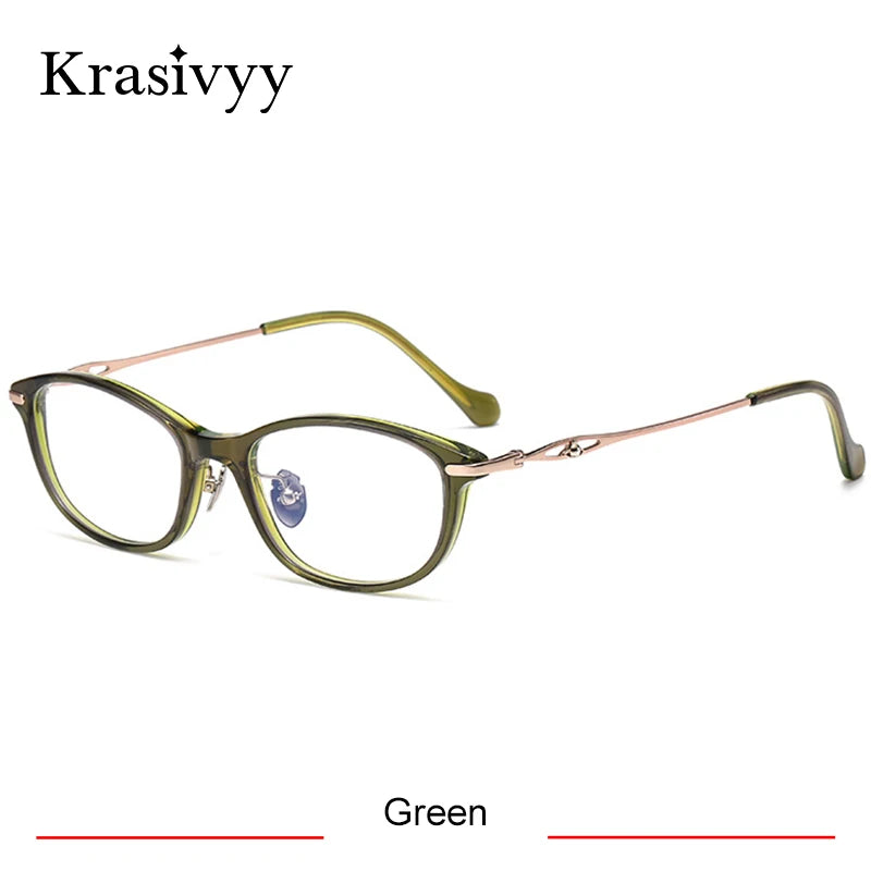 Krasivyy Unisex Full Rim Oval Square Titanium Acetate Eyeglasses 316891