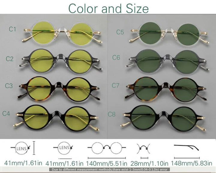 Yujo Unisex Full Rim Round Titanium Acetate Polarized Sunglasses 4128B Full Rim Yujo   