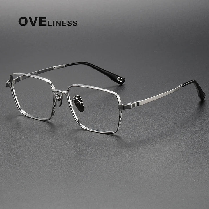 Oveliness Men's Full Rim Square Titanium Eyeglasses 80927 Full Rim Oveliness silver  
