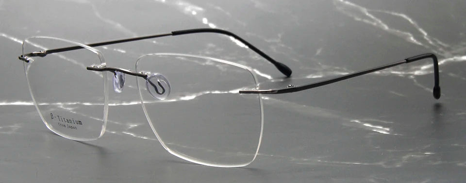 Esnbie Women's Rimless Polygon Square Titanium Eyeglasses 243208