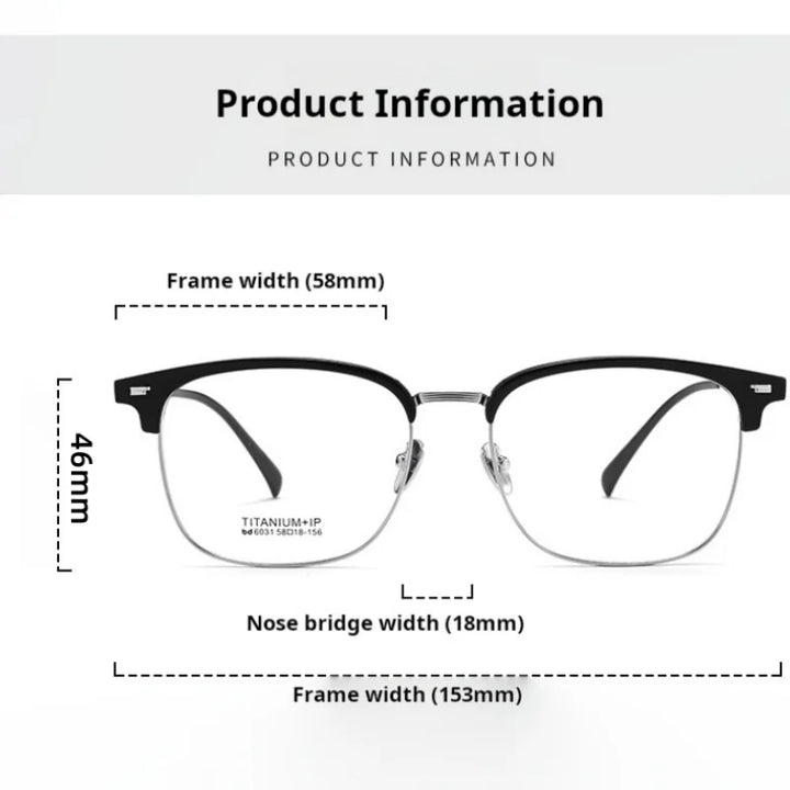 Momoja Men's Full Rim Big Square Titanium Tr 90 Eyeglasses 726031