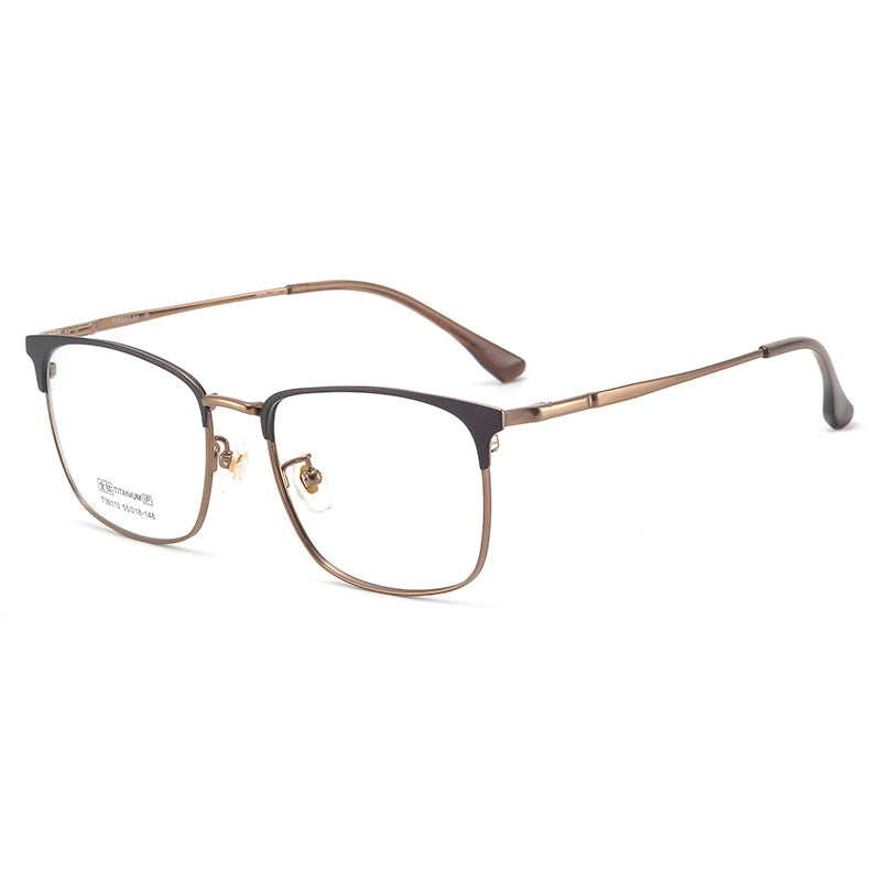 Zirosat Men's Full Rim Square Titanium Eyeglasses 36113 Full Rim Zirosat bronze  