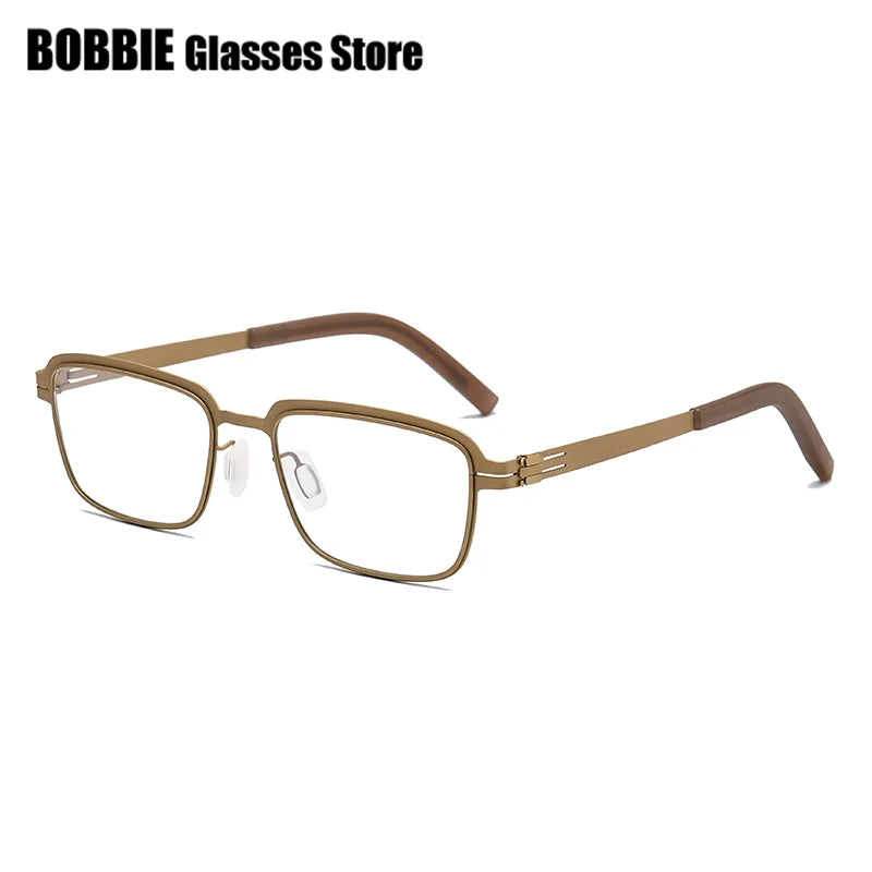 Bobbie Unisex Full Rim Square Screwless Steel Acetate Eyeglasses 165038