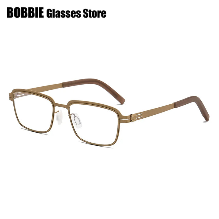 Bobbie Unisex Full Rim Square Screwless Steel Acetate Eyeglasses 165038