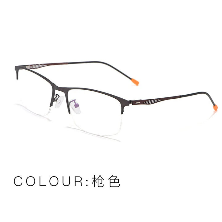 Brightzone Unisex Semi Rim Square Alloy Eyeglasses 71462 Semi Rim Brightzone Rifle Color