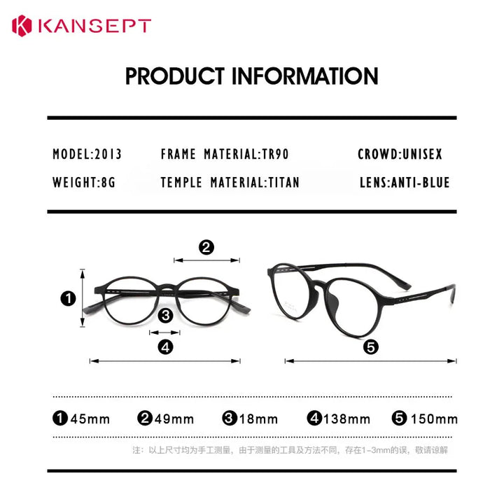 Kansept Women's Full Rim Round Tr 90 Titanium Reading Glasses 472013