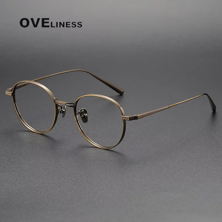 Oveliness Women's Full Rim Oval Round Titanium Eyeglasses 43027 Full Rim Oveliness bronze