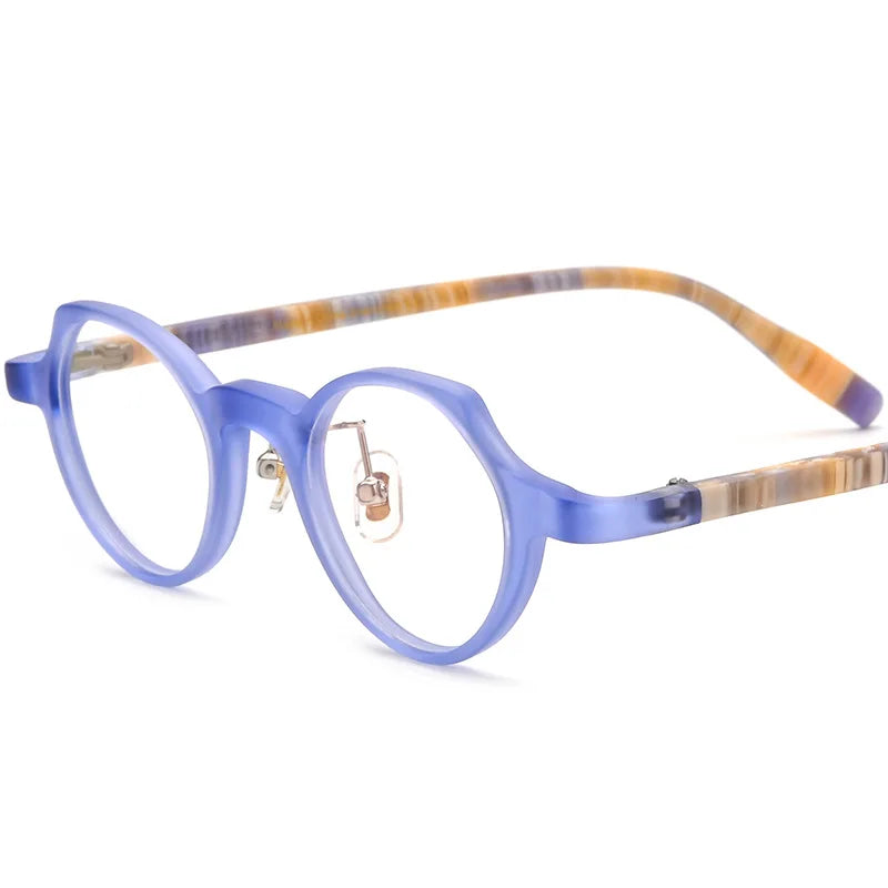 Cubojue Unisex Full Rim Flat Top Round Acetate Reading Glasses 19280 Reading Glasses Cubojue no function lens 0 blue 