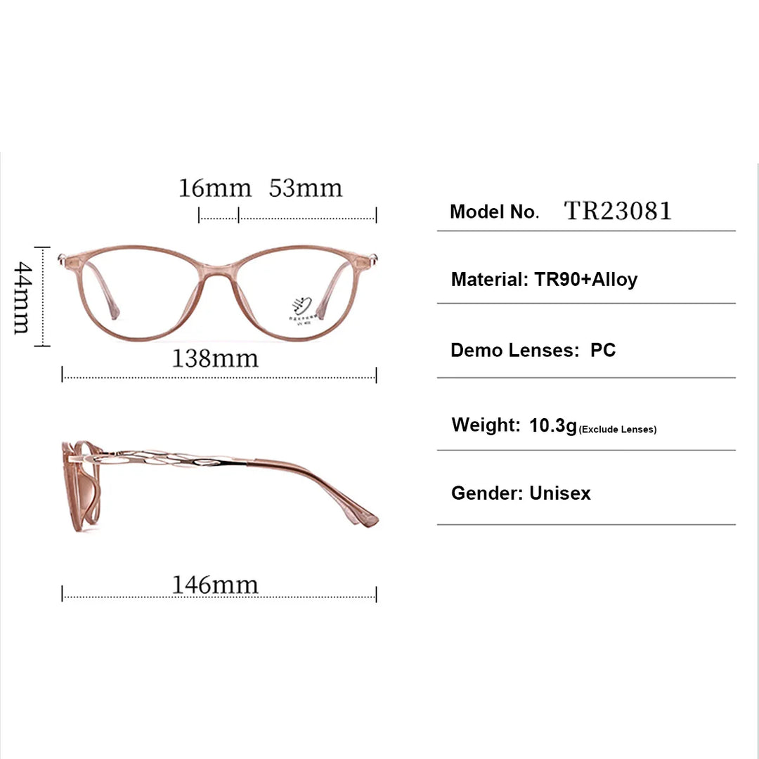 Gmei Women's Full Rim Oval Tr 90 Titanium-Alloy Eyeglasses 23081