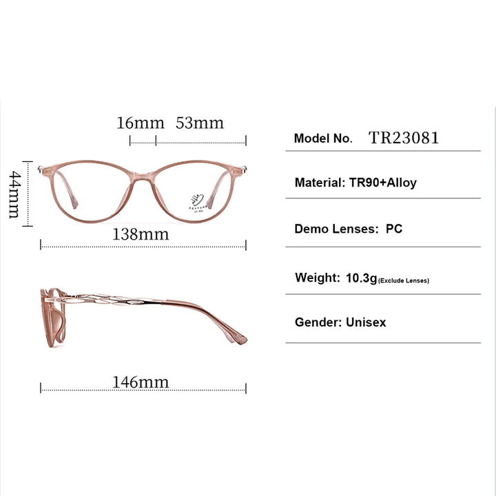 Gmei Women's Full Rim Oval Tr 90 Titanium-Alloy Eyeglasses 23081
