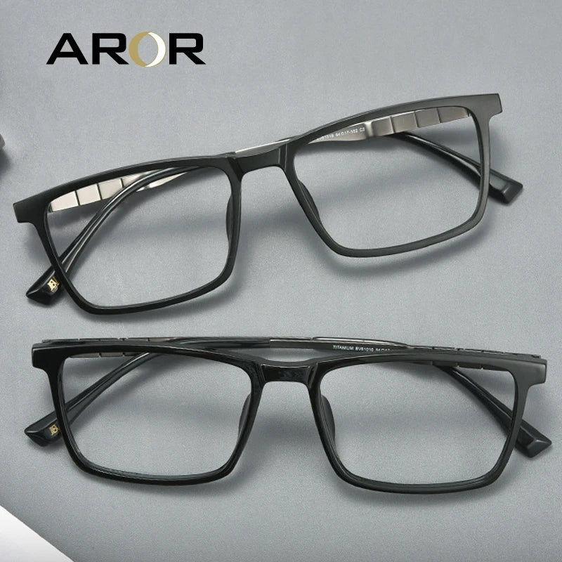 Aror Men's Full Rim Square Tr 90 Titanium Eyeglasses 610107