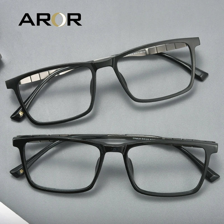 Aror Men's Full Rim Square Tr 90 Titanium Eyeglasses 610107