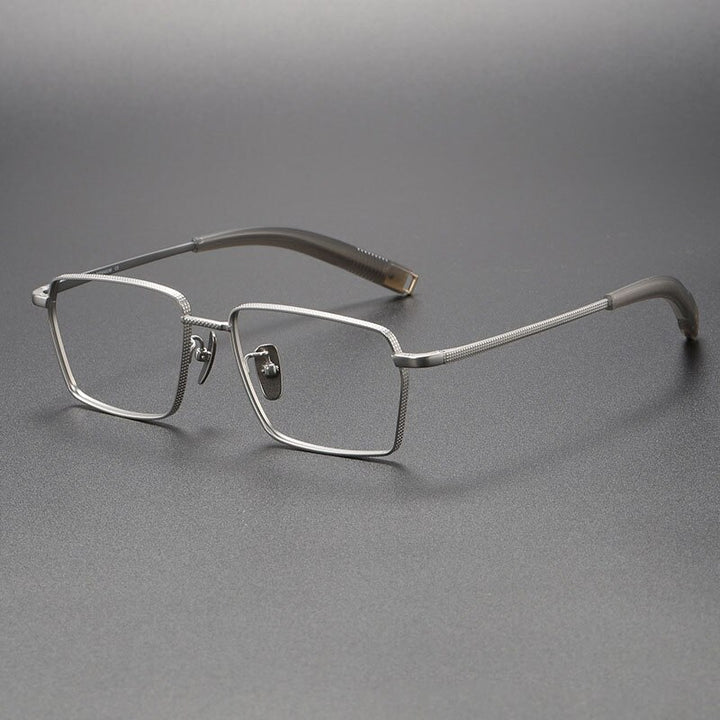 Hdcrafter Men's Full Rim Square Titanium Eyeglasses Hd07519 Full Rim Hdcrafter Eyeglasses Silver  