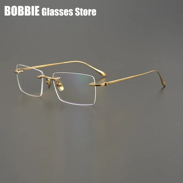 Bobbie Unisex Rimless Square Titanium Eyeglasses 561631