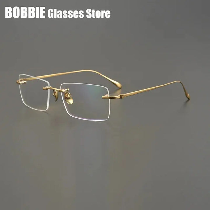 Bobbie Unisex Rimless Square Titanium Eyeglasses 355618 FuzWeb