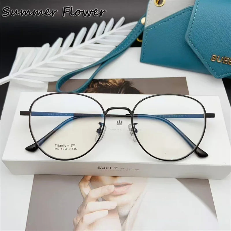 Summer Flower Unisex Full Rim Oval Titanium Eyeglasses 11674