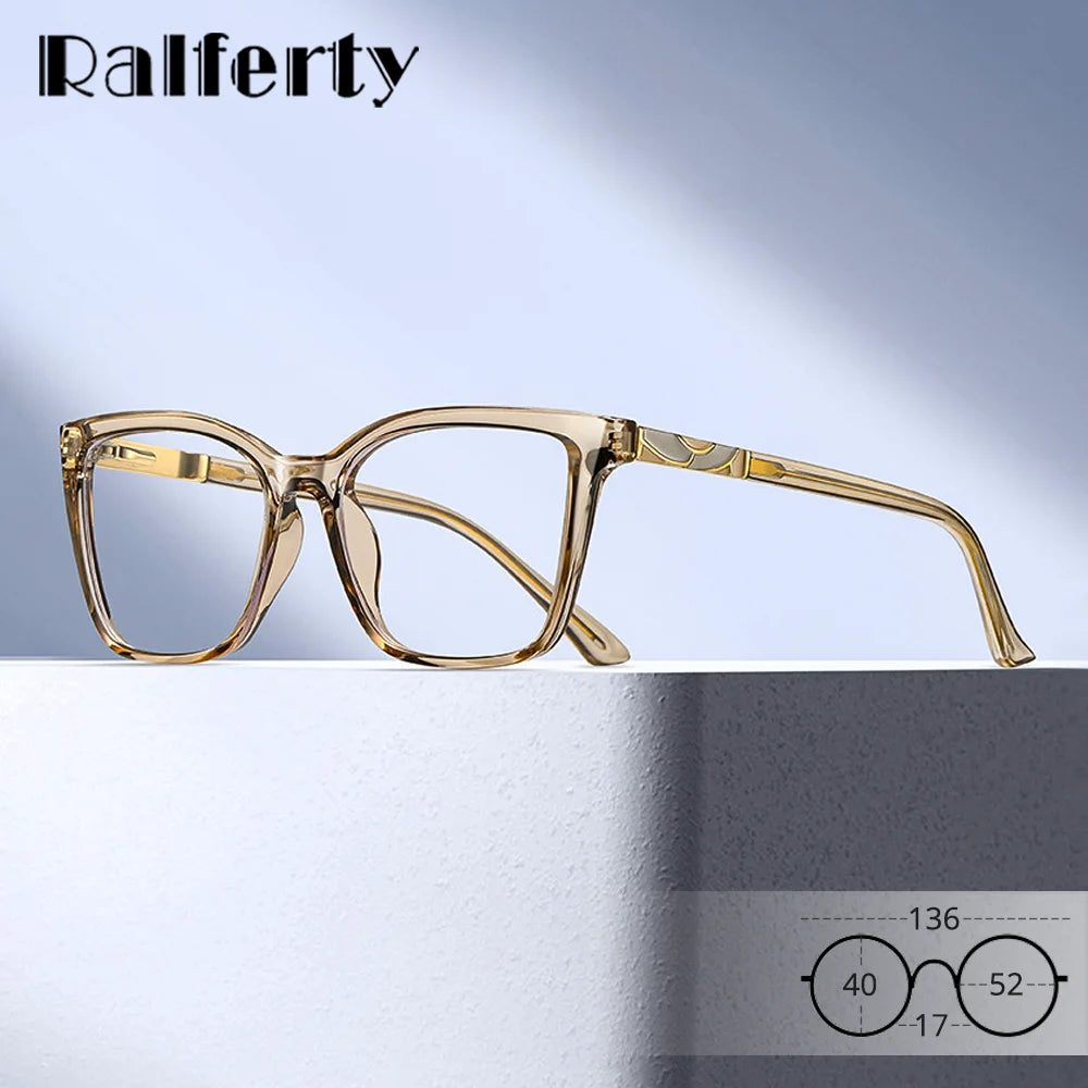 Ralferty Women's Full Rim Square Tr 90 Titanium Eyeglasses 881710