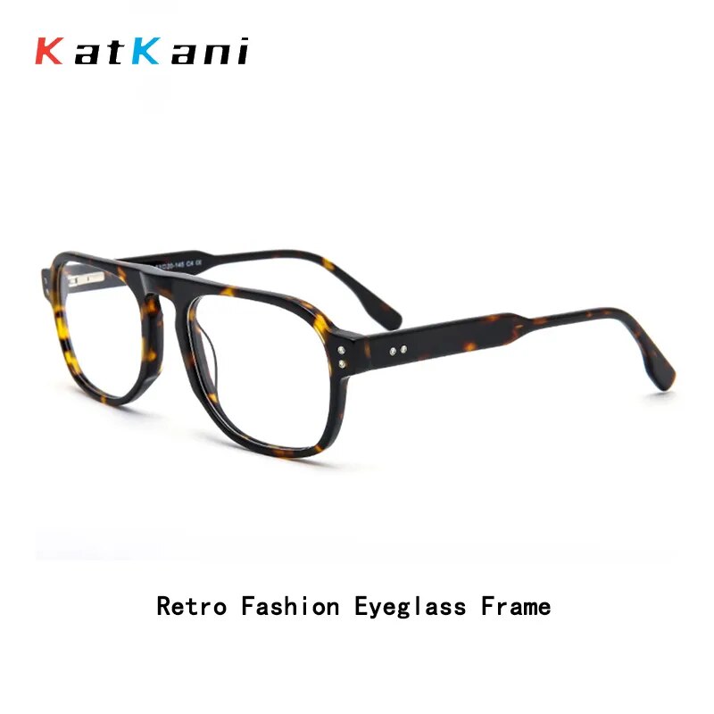 KatKani Men's Full Rim Square Double Bridge Tr 90 Eyeglasses 9600002 Full Rim KatKani Eyeglasses   