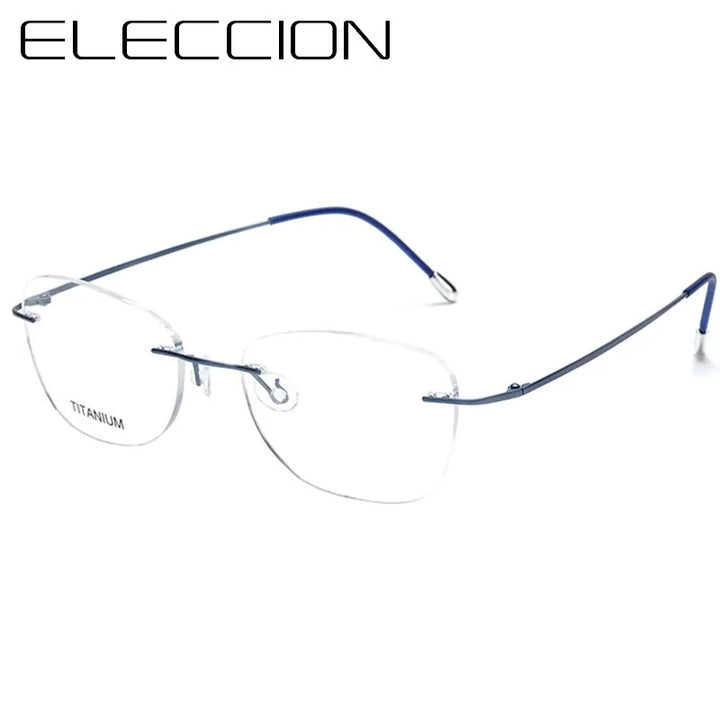 Eleccion Unisex Rimless Oval Square Titanium Eyeglasses 16013