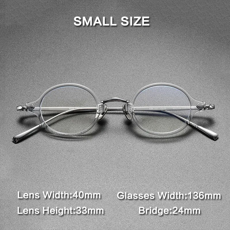 Gatenac Unisex Full Rim Round Small Acetate Titanium Eyeglasses Gxyj890 Full Rim Gatenac Small Transparent  