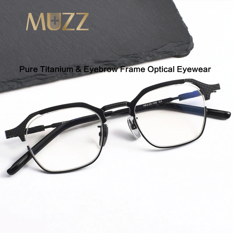 Muzz Unisex Full Rim Brow Line Square Titannium Eyeglasses  190420 Full Rim Muzz   