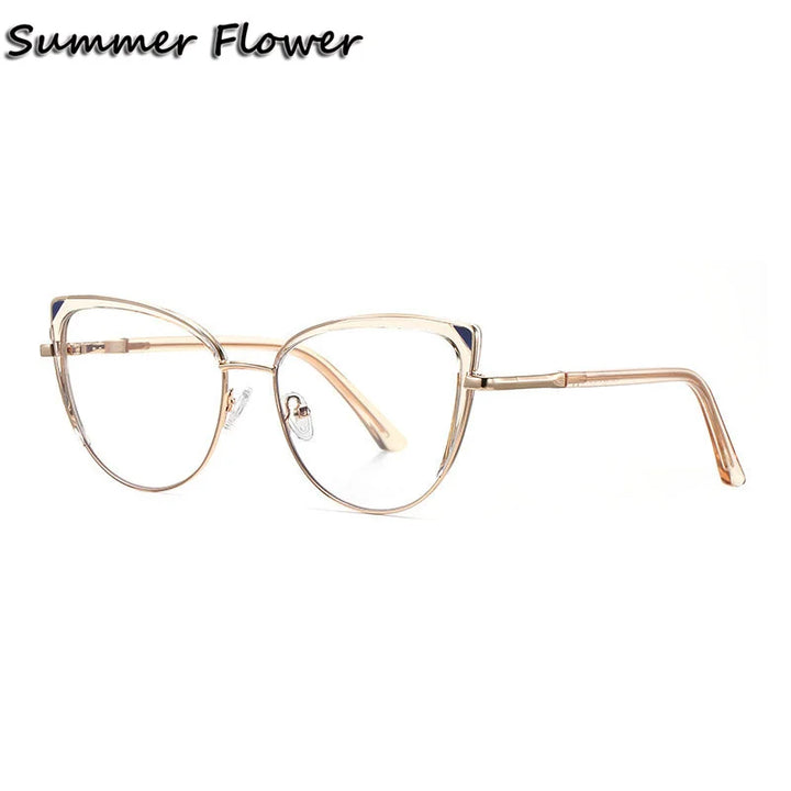 Summer Flower Women's Full Rim Oval Cat Eye Tr 90 Titanium Eyeglasses 31247