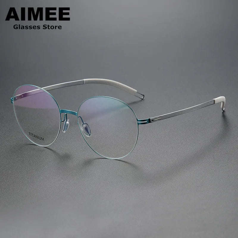 Aimee Unisex Full Rim Round Screwless Titanium Acetate Eyeglasses 2537 Full Rim Aimee   