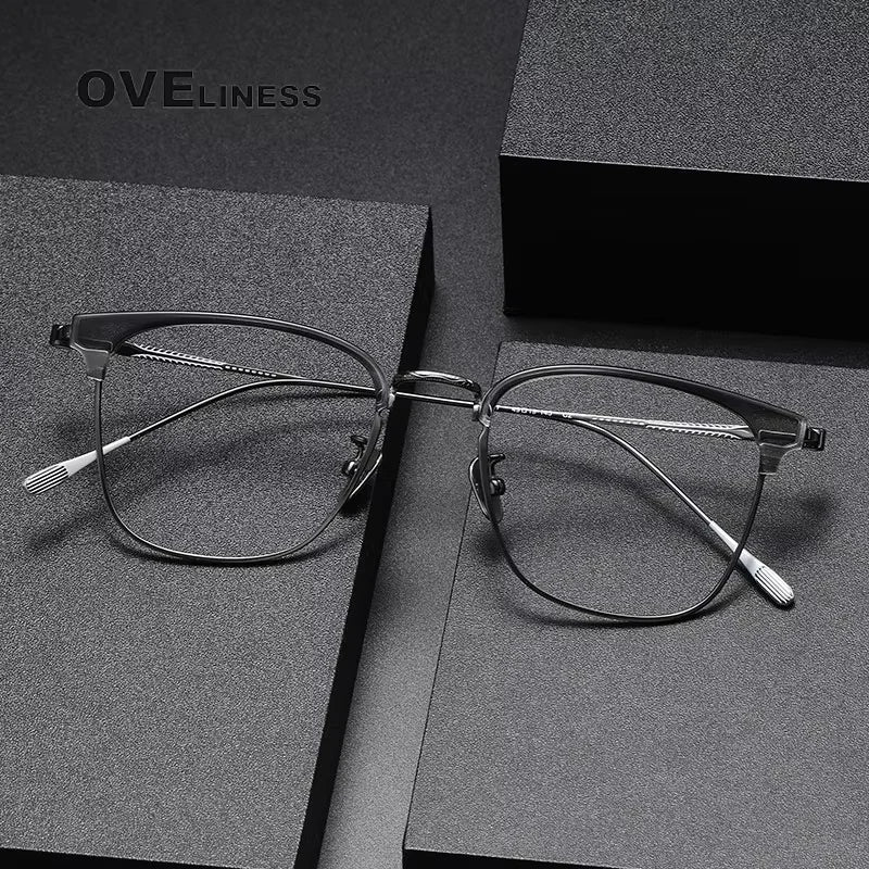 Oveliness Women's Full Rim Square Titanium Acetate Eyeglasses 80897 Full Rim Oveliness   