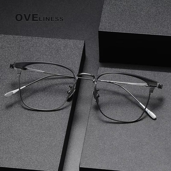 Oveliness Women's Full Rim Square Titanium Acetate Eyeglasses 80897 Full Rim Oveliness   