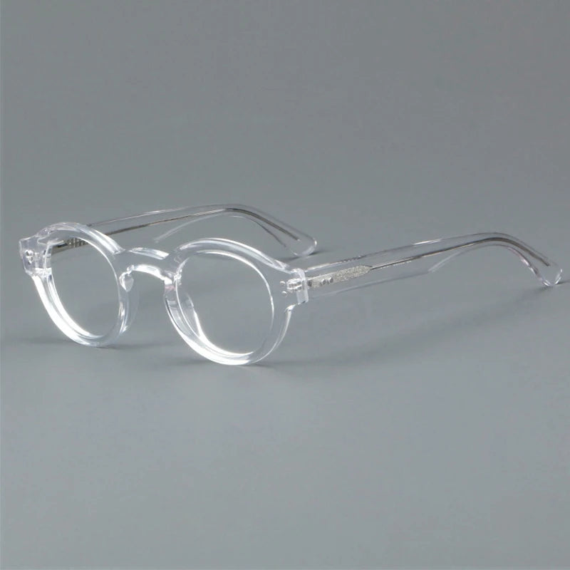 Hewei Unisex Full Rim Round Thick Acetate Temple Eyeglasses 60023 Full Rim Hewei clear  