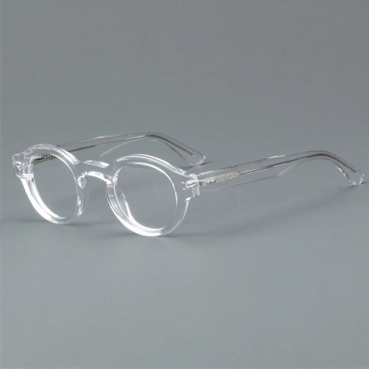 Hewei Unisex Full Rim Round Thick Acetate Temple Eyeglasses 60023 Full Rim Hewei clear  