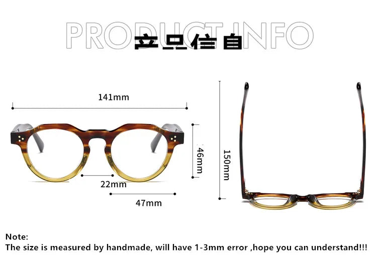 Aimee Unisex Full Rim Flat Top Round Acetate Eyeglasses 519040